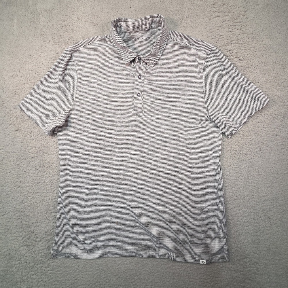 7 Diamonds Shirt Mens L Core Golf Polo Gray Striped Performance Preppy Stretch